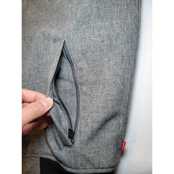 Levi’s Jacket Gray Hooded Black‎ Sherpa Lined Soft Shell Bomber Coat Mens Small - Picture 7 of 9